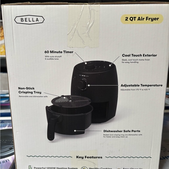 Bella 2 Qt. Electric Air Fryer 1200 Watt - Black - Picture 3 of 3